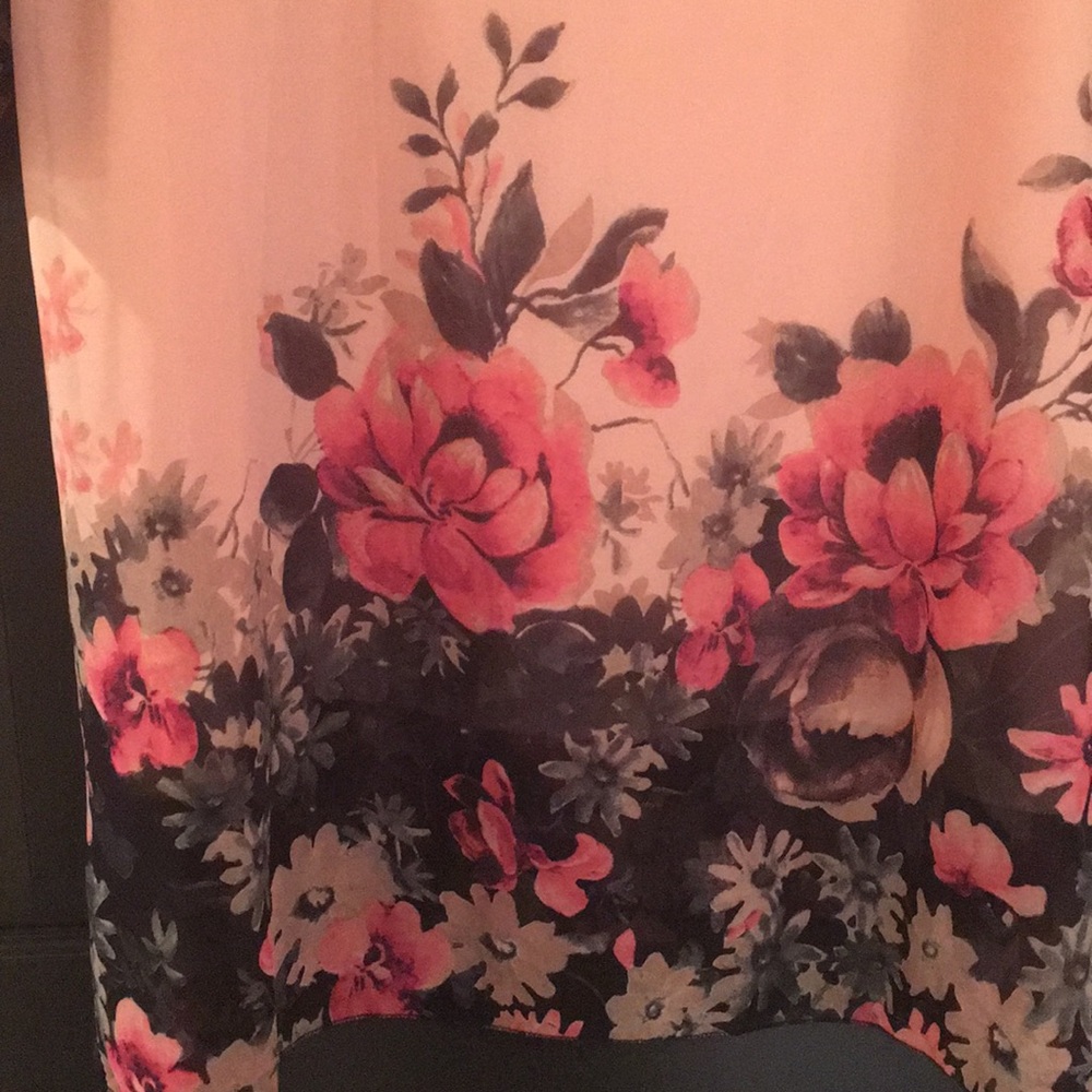 Luomeidisha peach pink floral chiffon shift large - Picture 4 of 5